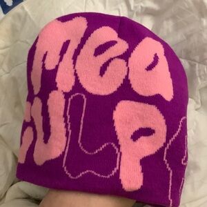 Mea Culpa beanie in purple and pink color way NWOT